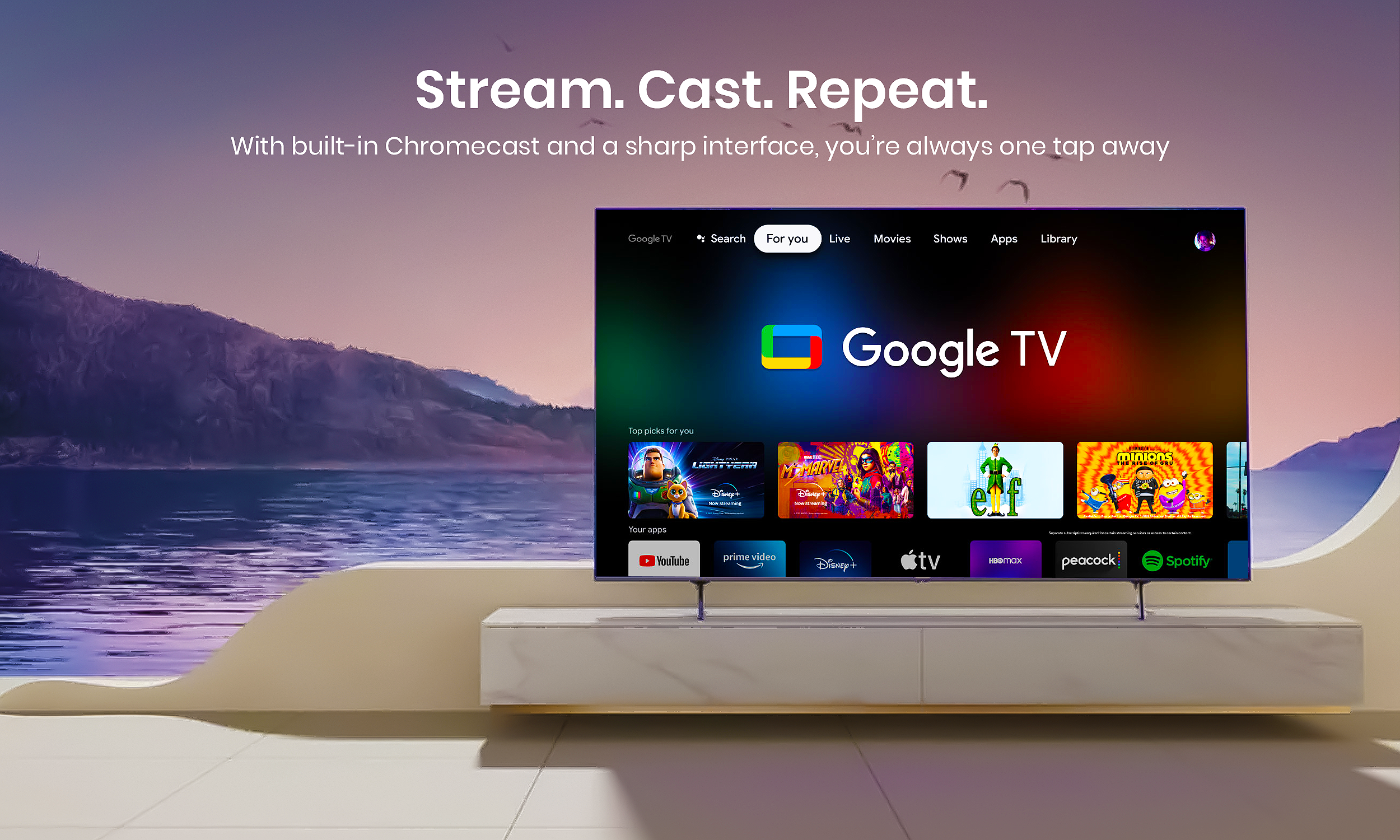 NVY- 55 inch | QLED Google TV | Frameless Cabinet banner